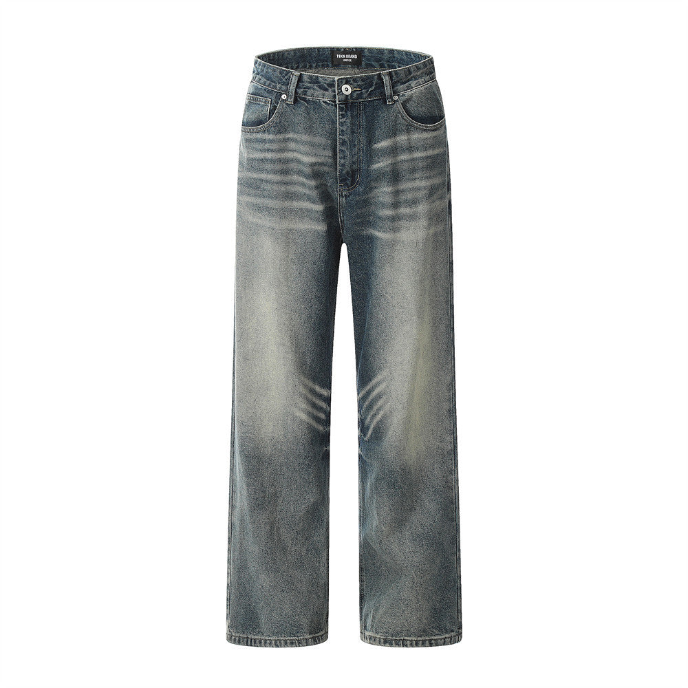 Distressed Washed Straight Jeans For Men