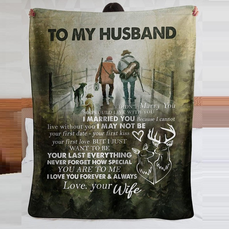 Always Love Your Wife's Deer Hunting Blanket One Piece Of Flannel Blanket Printing