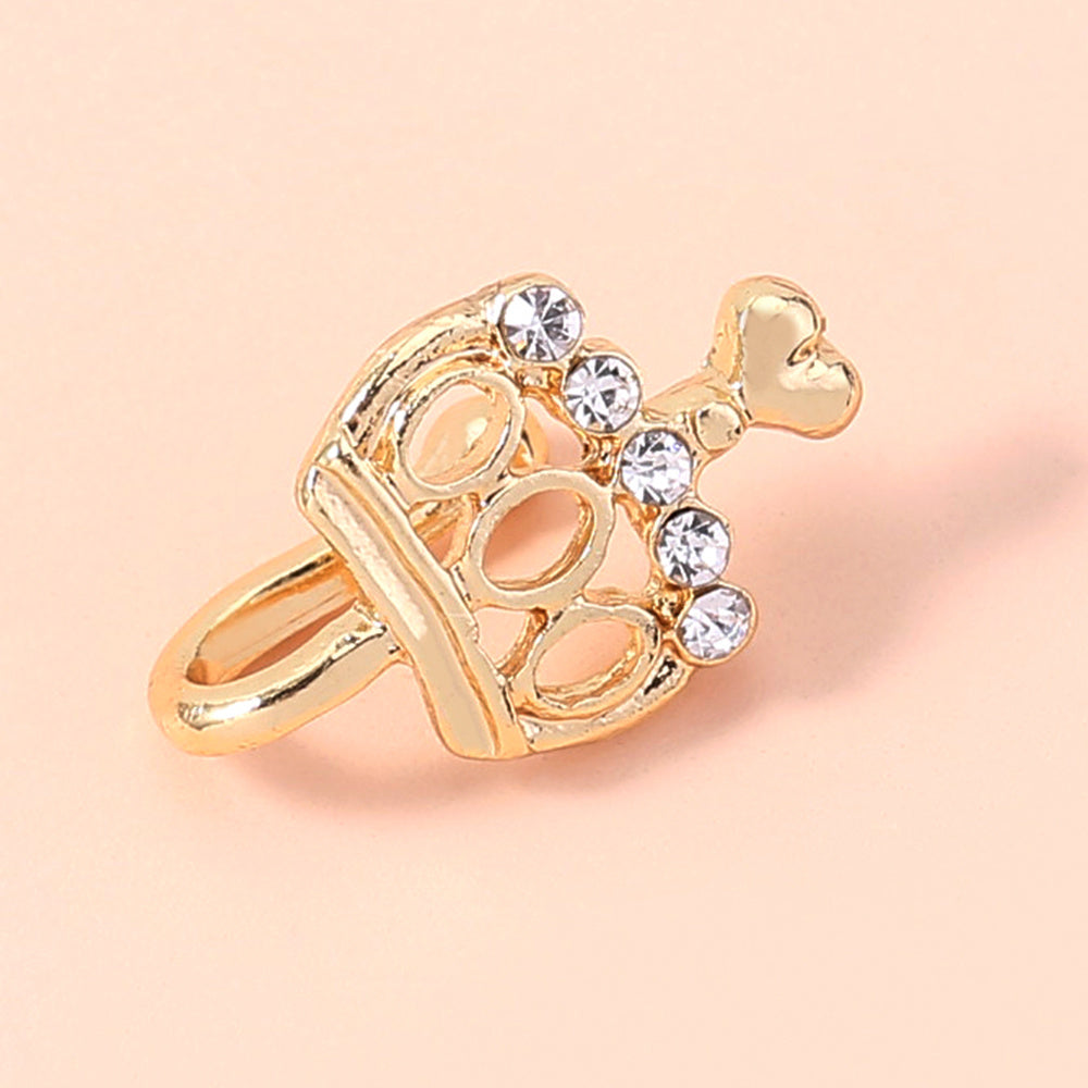 Gold Crown Nose Ring Mini-cute Heart Crown Fake Nose Ring