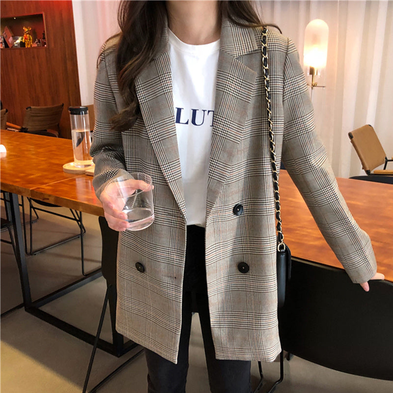 Plaid ladies blazer