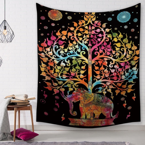 Elephant Print Tapestry Wall Blanket