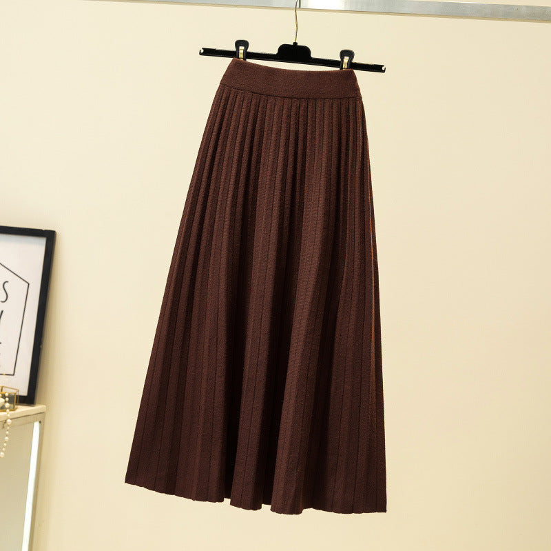 Mid-length pleated skirt skirt