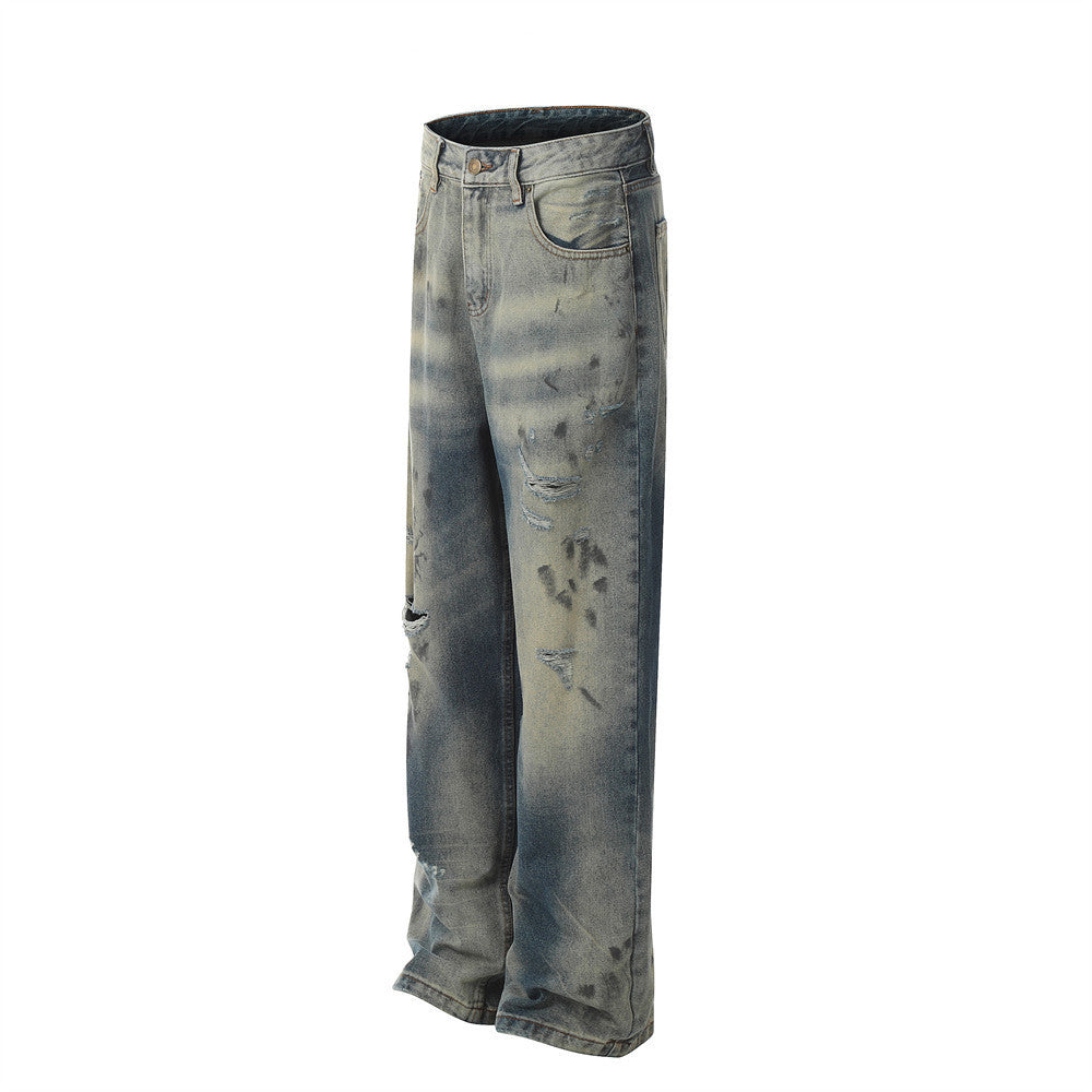 Distressed Dirty Ripped Jeans For Men