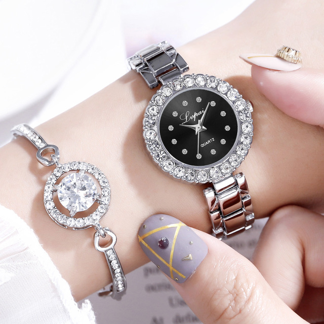 Watches-Set Bangle Clock Bracelet Wrist-Watch Quartz Women Fashion Ladies Brand Luxury - Purple Willow