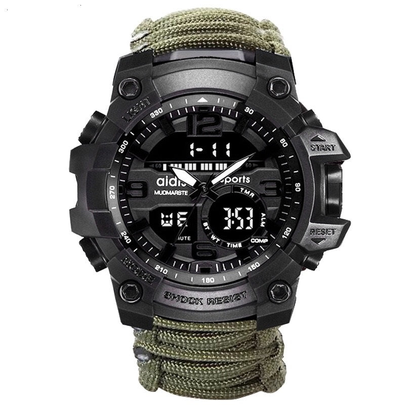 Outdoor Men's Mercenary Compass Multifunctional Waterproof Parachute Cord Chain Ring Survival Wild Special Survival Tactical Watch