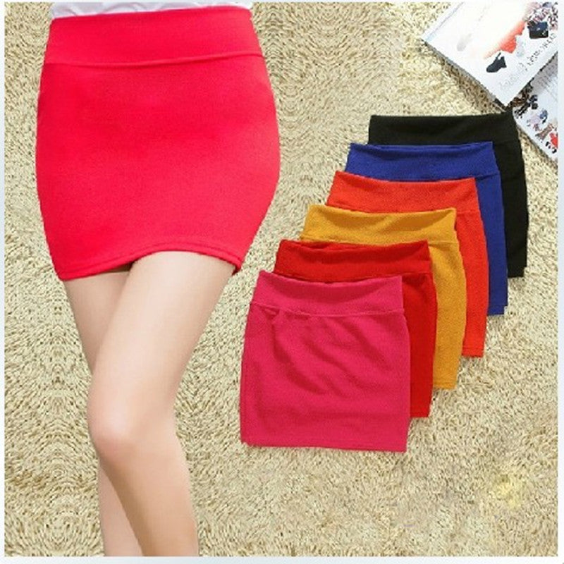 Fashion Women Ladies Sexy Summer Packs Hip Pencil Skirt High Waist Pleated Elastic Slim Mini Skirts for Office Party