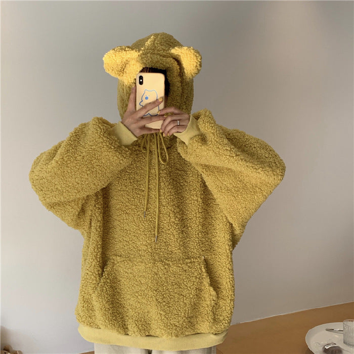 Lamb wool cute bear ear sweater