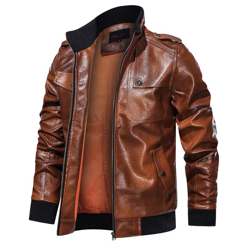 Men s Autumn And Winter Leather Jacket Motorcycle Jacket