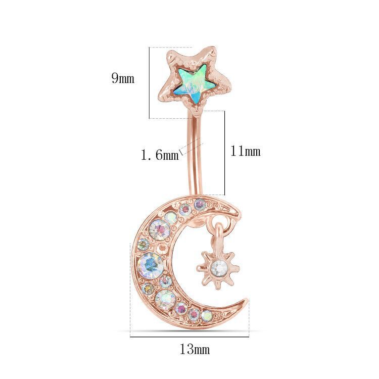 Moon Star Stainless Steel Belly Button Ring