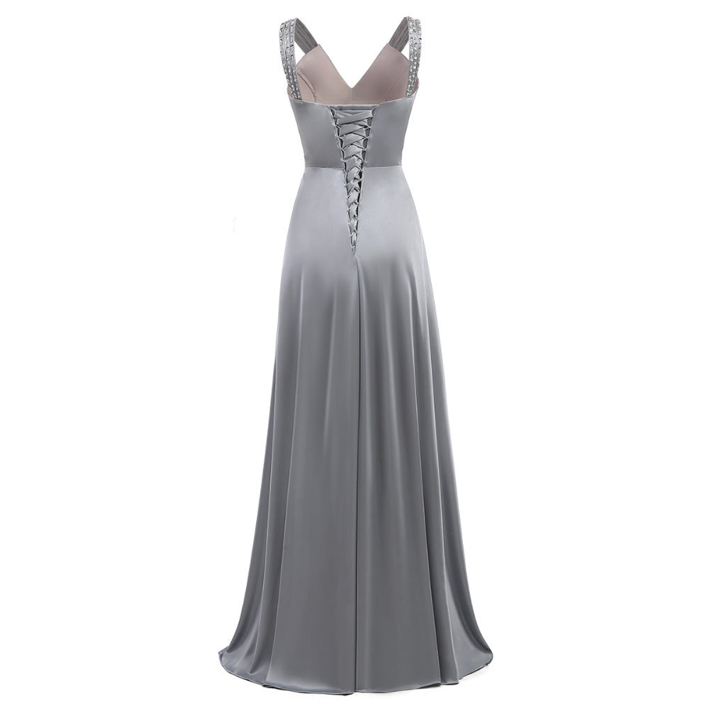 Women Sleeveless Sexy A-Line Elegant Wedding Party Formal Gowns Long Evening Dress - Purple Willow