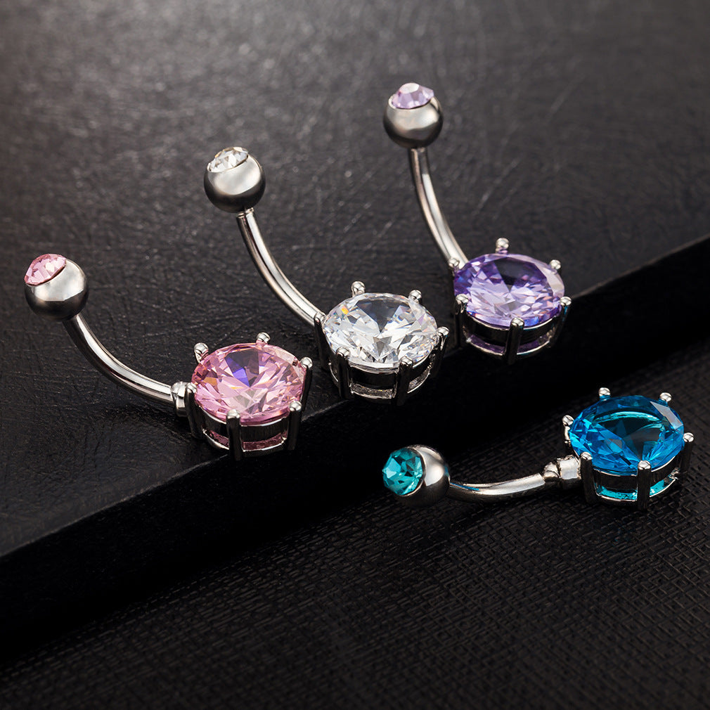 Multicolor Zircon Medical Steel Belly Button Ring