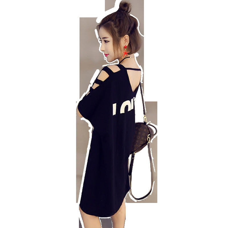 Cross-Border Foreign Trade Clothes, New Style Dresses, Female Shoulders, Korean Short-Sleeved Printed Women'S T-Shirts