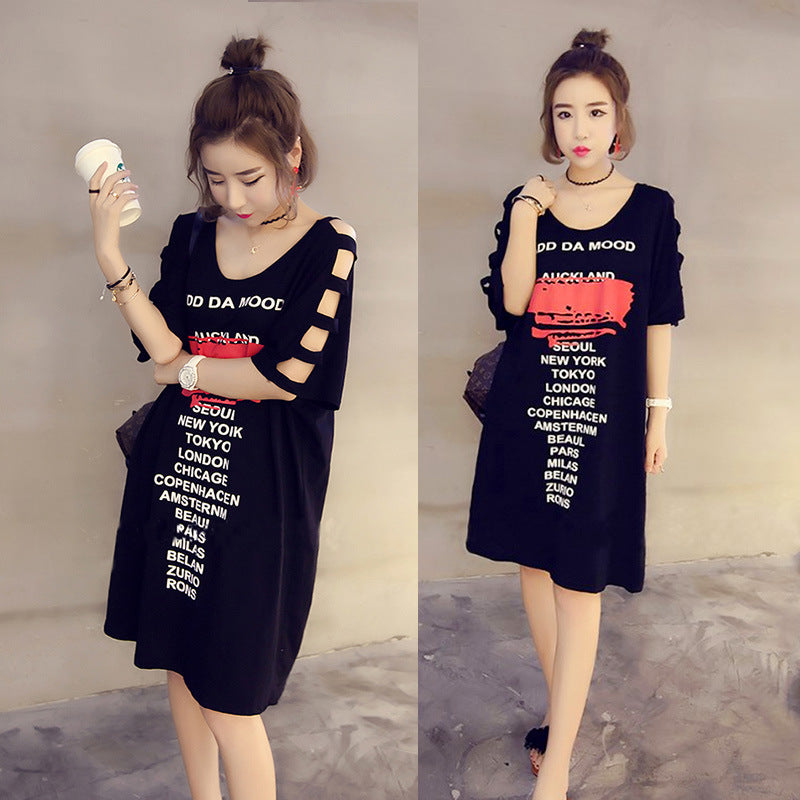 Cross-Border Foreign Trade Clothes, New Style Dresses, Female Shoulders, Korean Short-Sleeved Printed Women'S T-Shirts