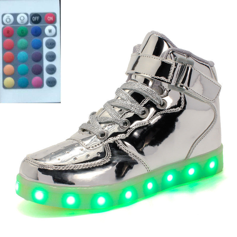 High-Top LED Luminous Shoes with Remote Control - Square Ghost Dance Light Shoes - Luminous Running Shoes for Men and Women.