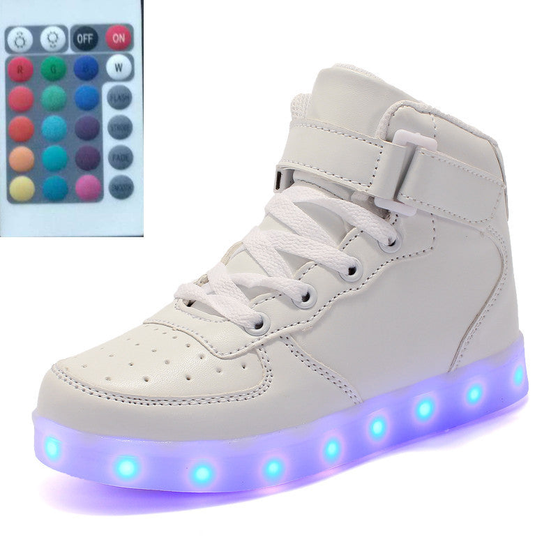 High-Top LED Luminous Shoes with Remote Control - Square Ghost Dance Light Shoes - Luminous Running Shoes for Men and Women.