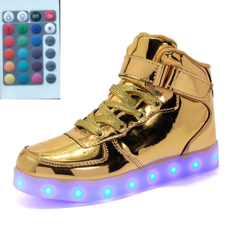 High-Top LED Luminous Shoes with Remote Control - Square Ghost Dance Light Shoes - Luminous Running Shoes for Men and Women.