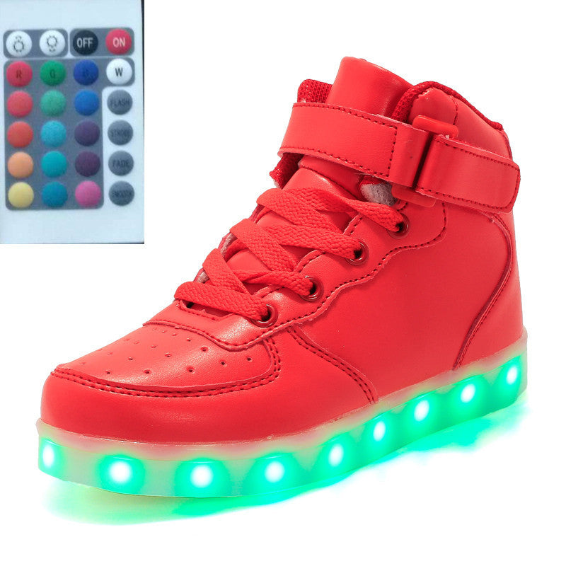 High-Top LED Luminous Shoes with Remote Control - Square Ghost Dance Light Shoes - Luminous Running Shoes for Men and Women.