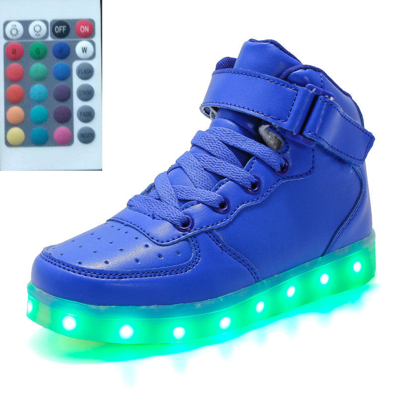 High-Top LED Luminous Shoes with Remote Control - Square Ghost Dance Light Shoes - Luminous Running Shoes for Men and Women.