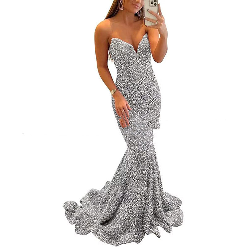 Sequin Evening Dresses For Women Formal Sexy Long Prom Party Gowns - Purple Willow