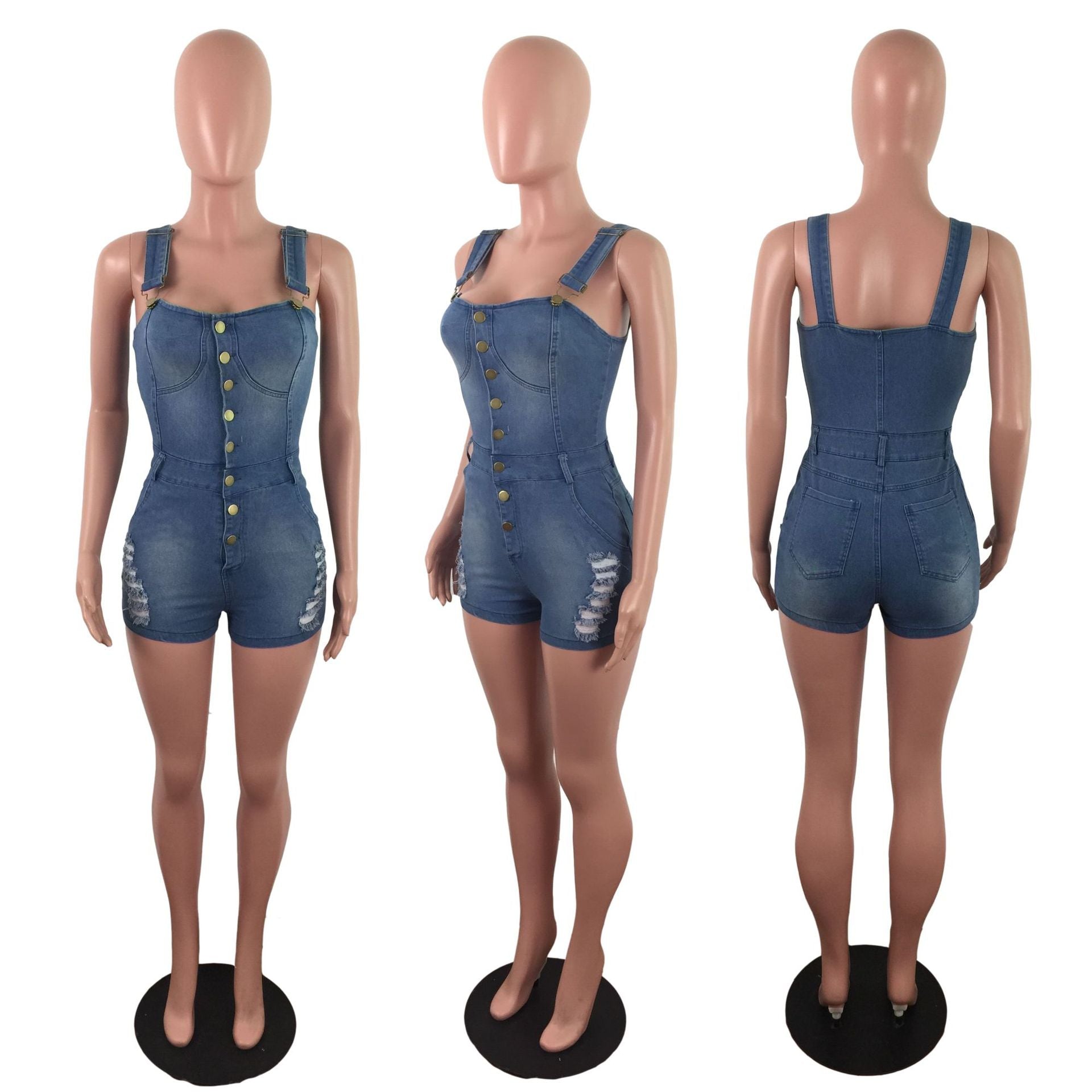 Denim slim jumpsuit