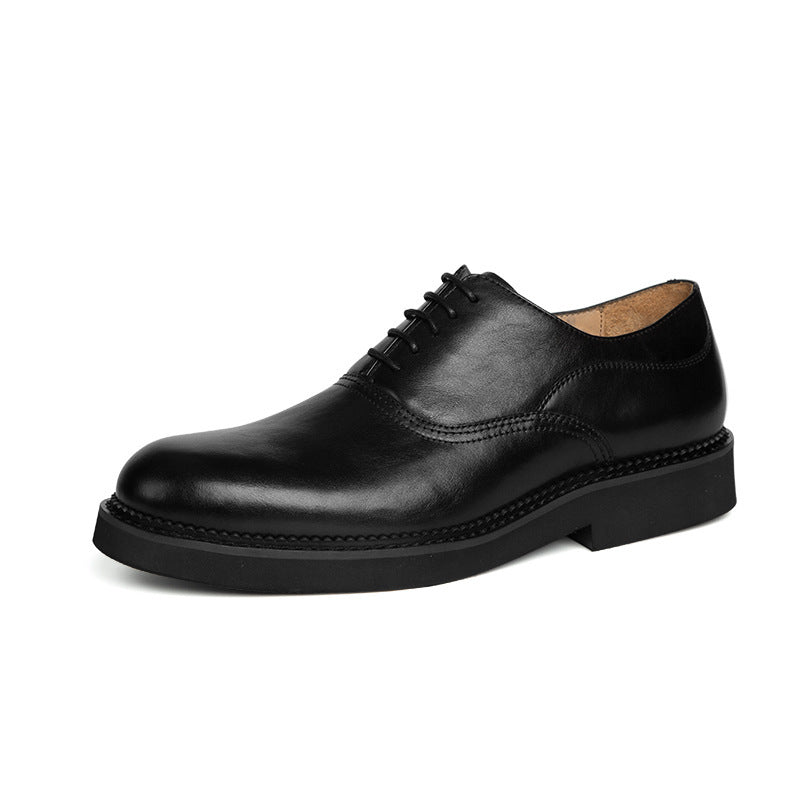 Retro Thick-Soled Business Suit Handmade Leather Shoes for Men.