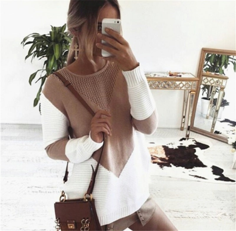 Paneled sweater sweater loose