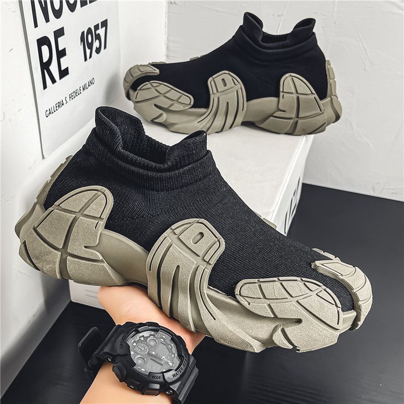 Fashion Lace Up Sock Shoes Men's Personalized Lightweight Running Walking Sneakers Thick Bottom Sneakers