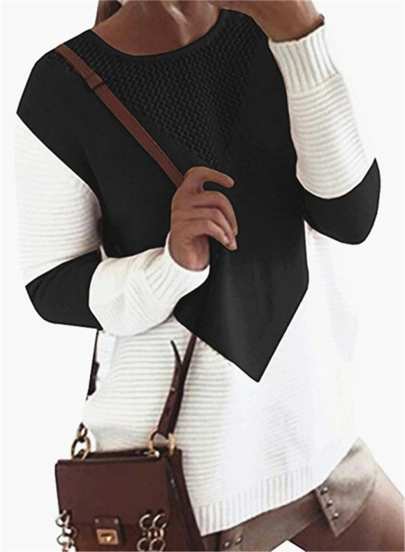 Paneled sweater sweater loose