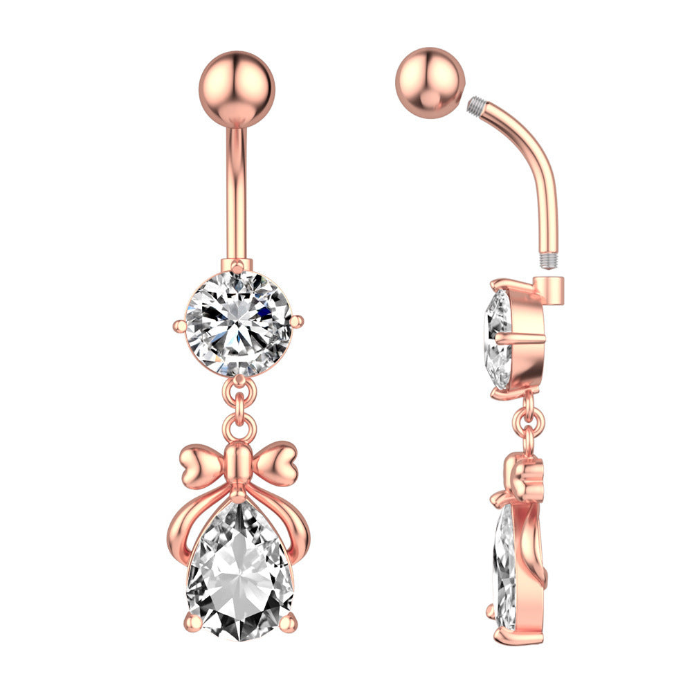 Bowknot Zircon Belly Button Ring