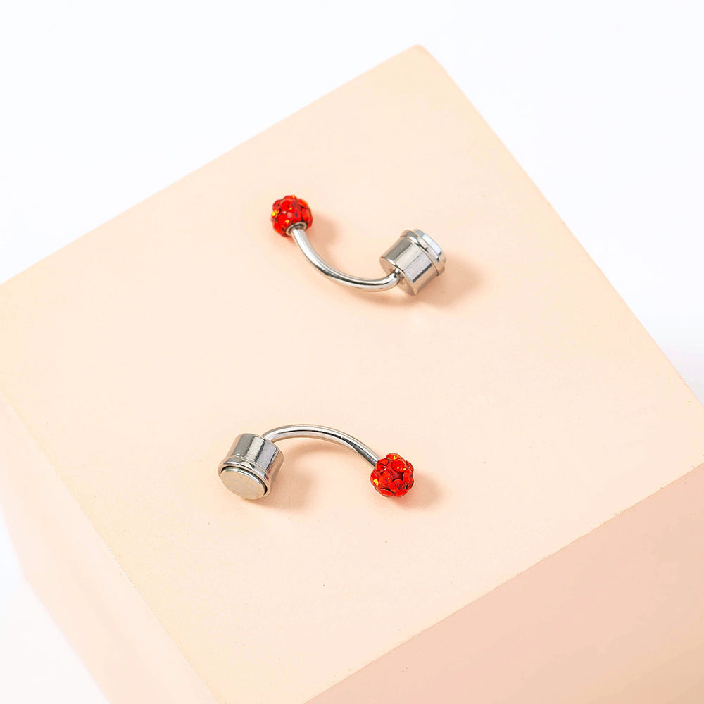 Red Stainless Steel Magnetic Nose Ring Without Perforated False Nose Clip