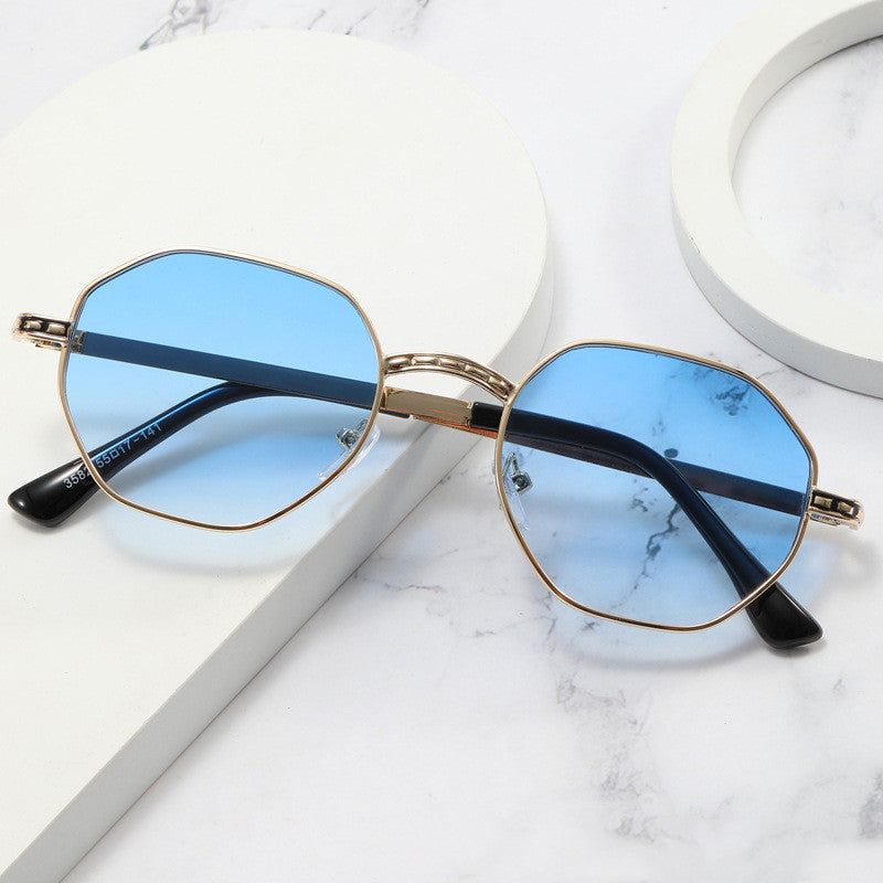 Retro Small Frame Polygon Sun Glasses Personality