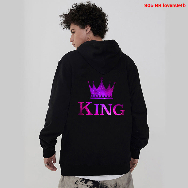 Women Hoodies King Queen Printed Sweatshirt Lovers