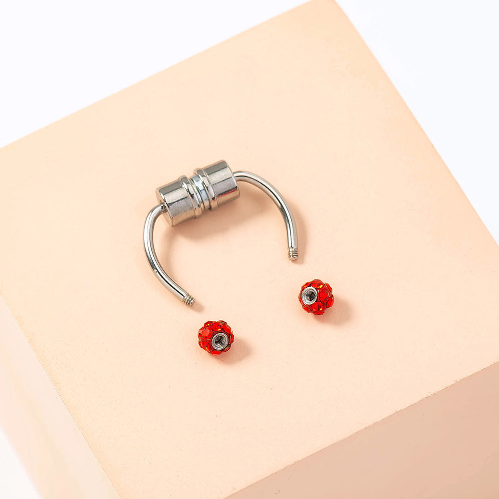 Red Stainless Steel Magnetic Nose Ring Without Perforated False Nose Clip