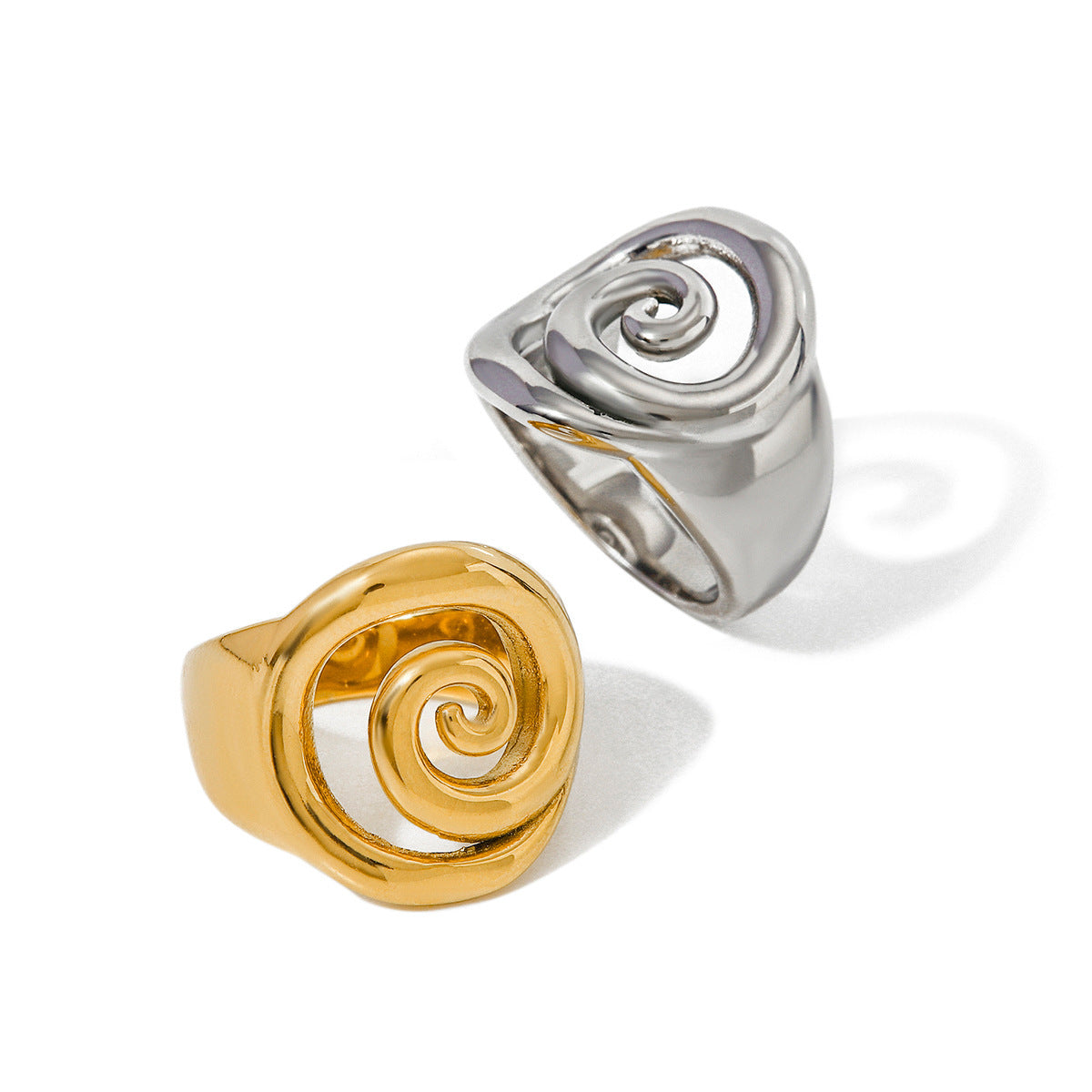 18K Gold Stainless Steel Spiral Ring Ins