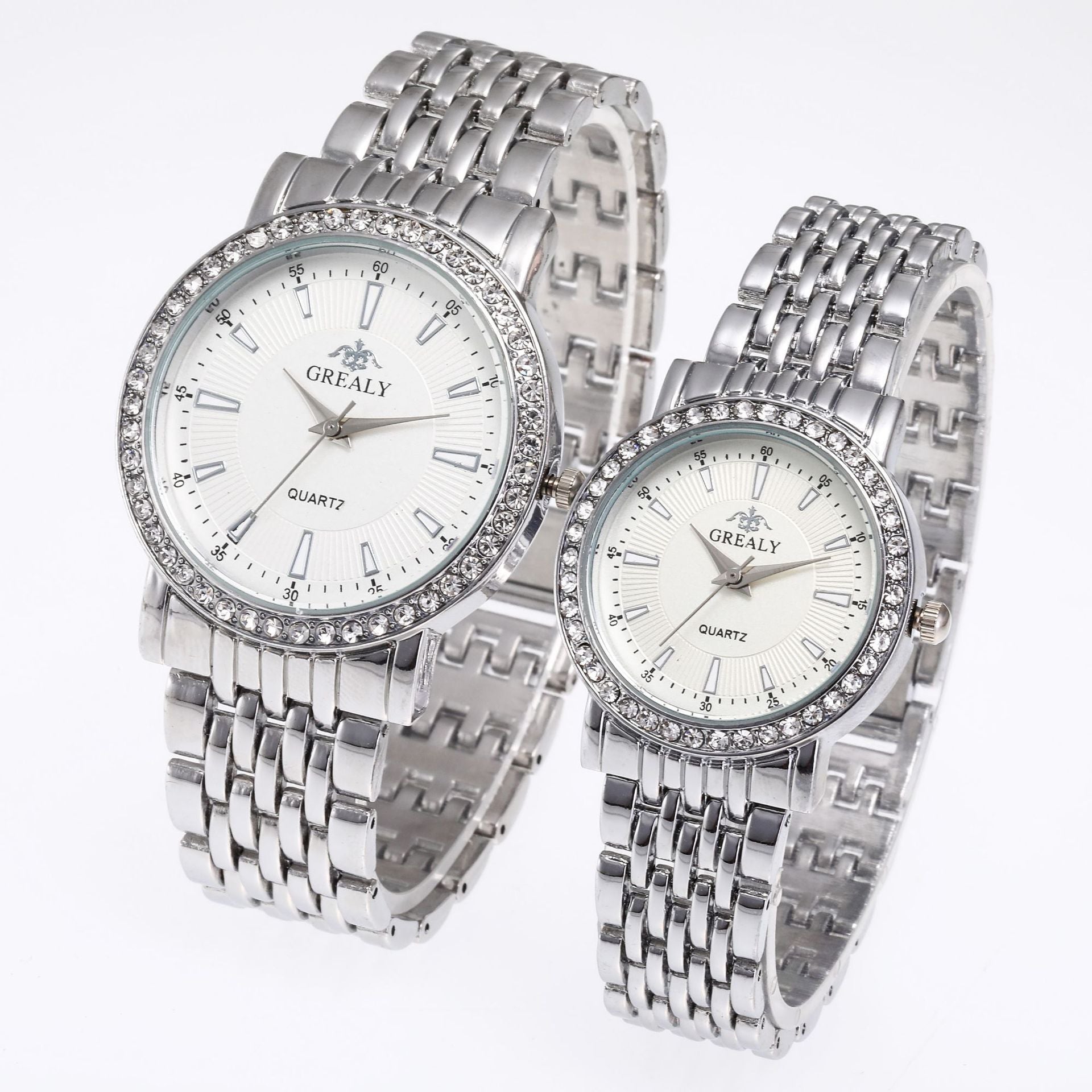 Couple Watch Men's Roman Scale Diamond-embedded Fashion Steel Belt Suit