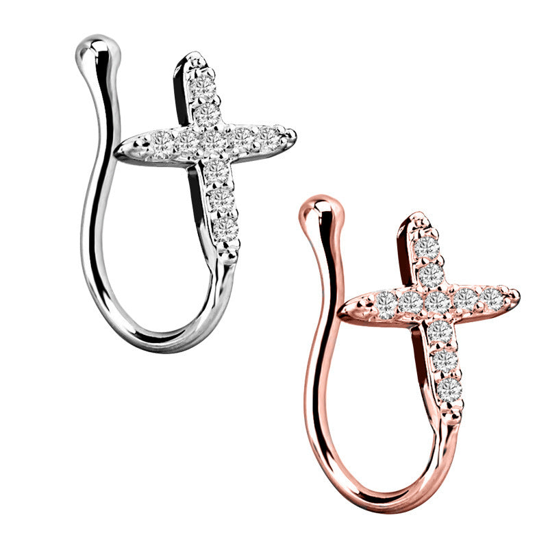 Zircon Nose Clip False Nose Ring Ear Bone Clip