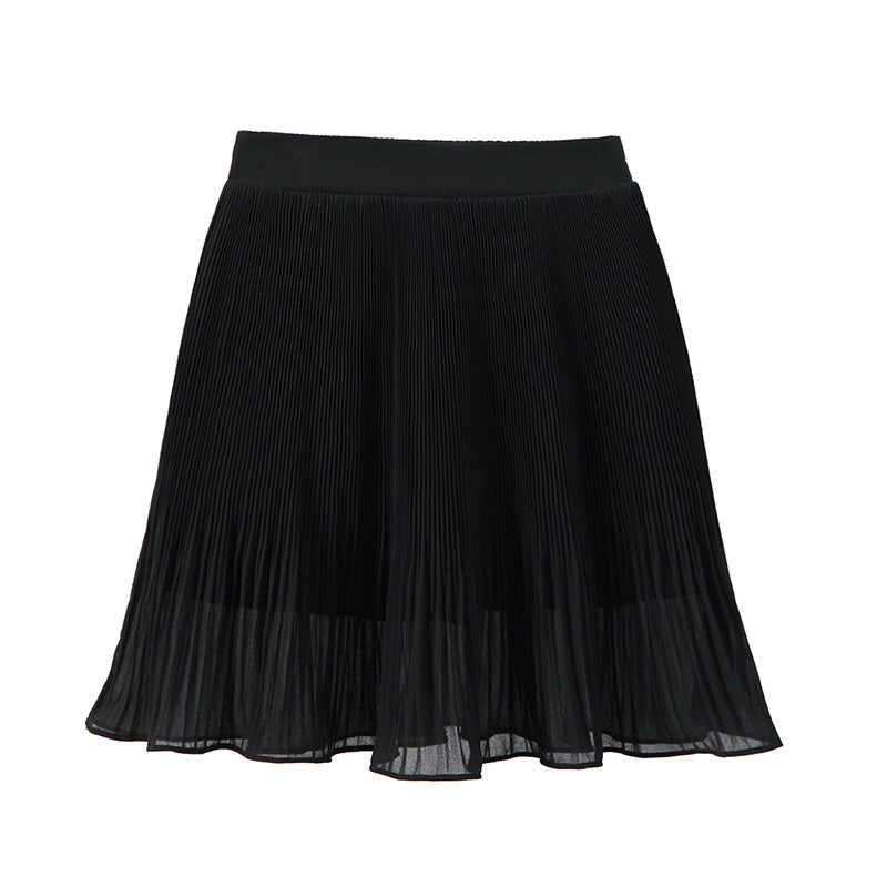 Pleated Skirt Short Skirt Floral Hong Kong Flavor A-line Skirt Chiffon Skirt