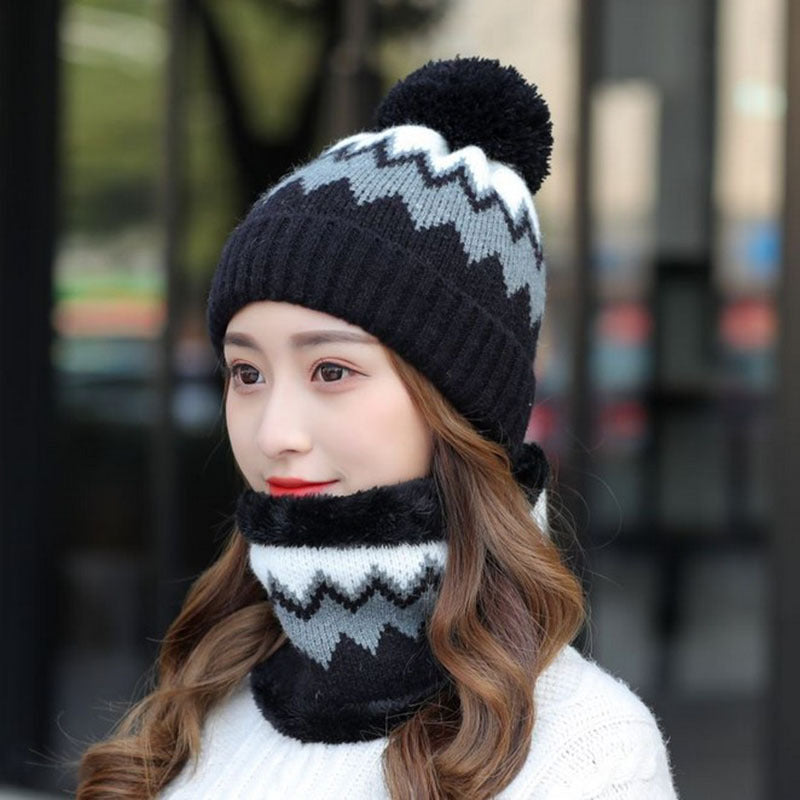 Women's Woolen Hats Bib Cycling Fleece Thickening