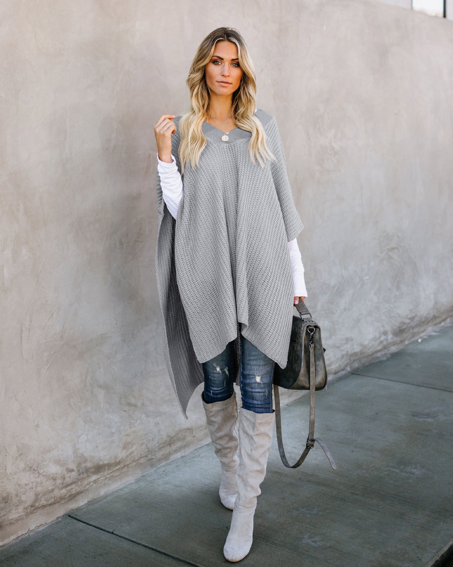 Cape sweater knitted top sweater