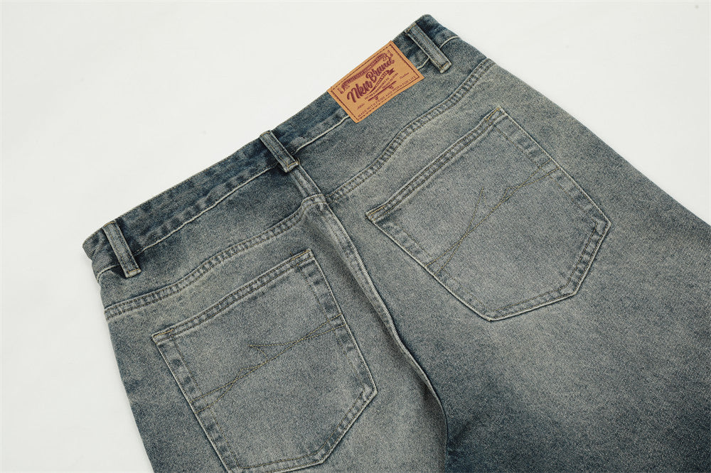 Distressed Washed Straight Jeans For Men