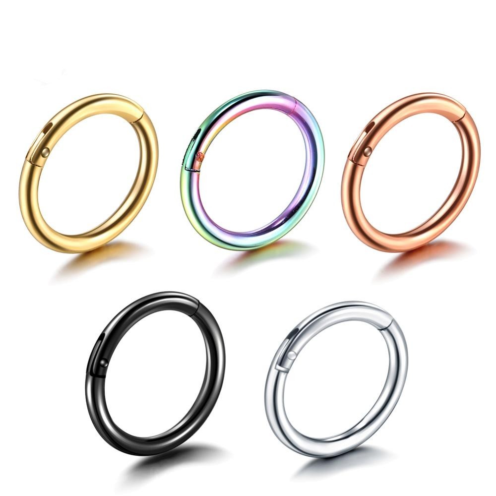 1PC Titanium Segment Hinged Ring Septum Nose Clicker Piercin