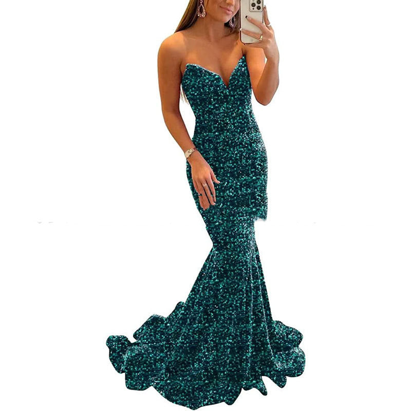 Sequin Evening Dresses For Women Formal Sexy Long Prom Party Gowns - Purple Willow