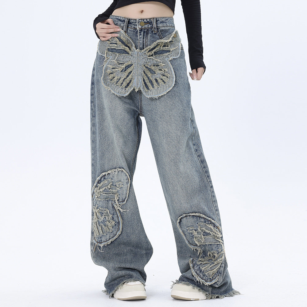 Butterfly Patch Decoration Jeans For Men