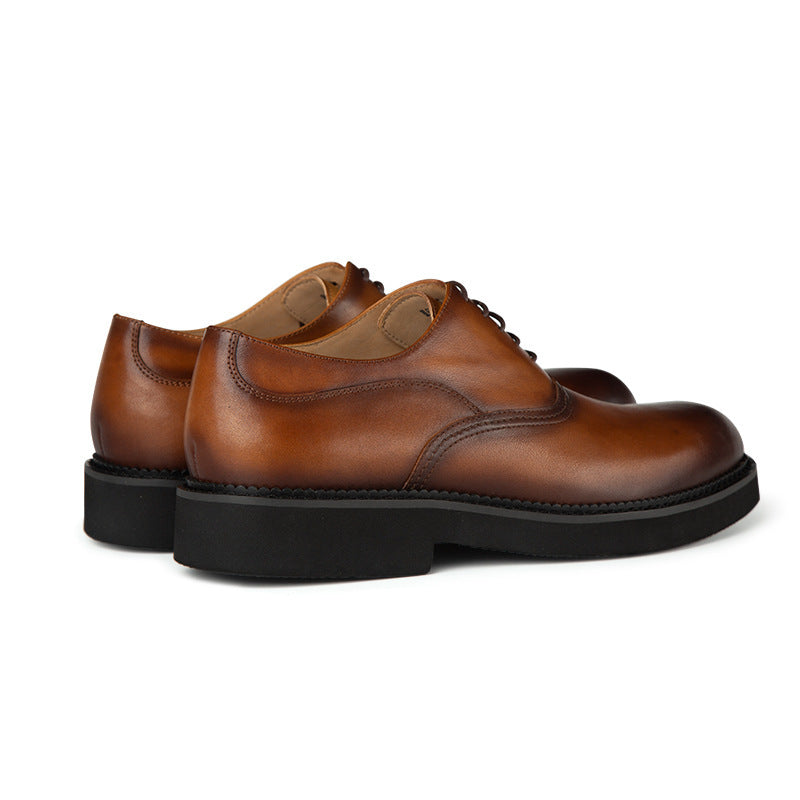 Retro Thick-Soled Business Suit Handmade Leather Shoes for Men.