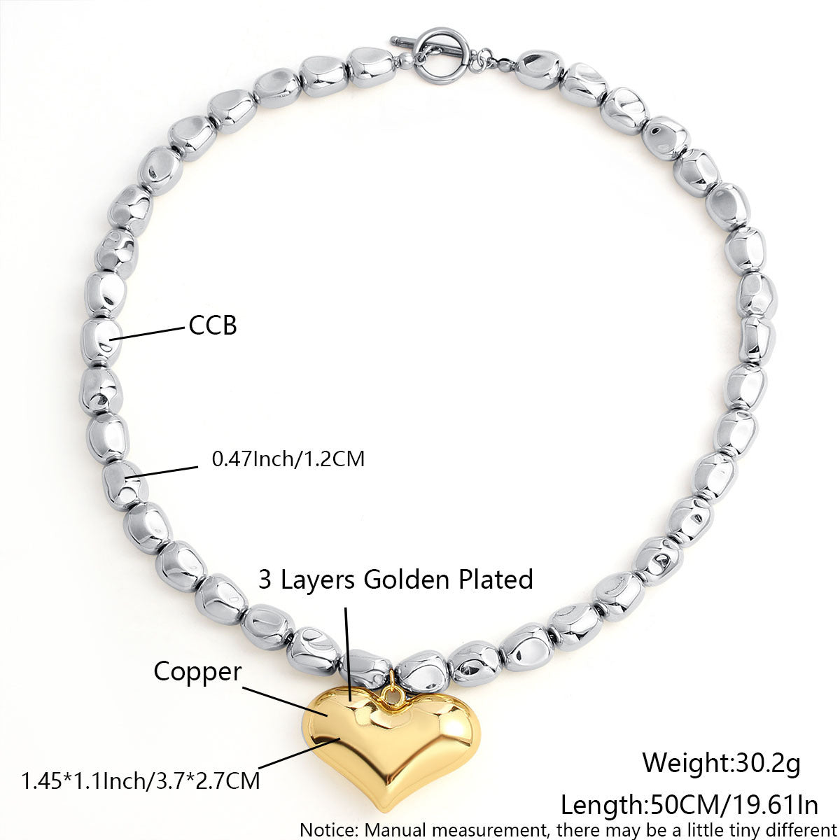 Glossy Love Pendant CCB Bead Necklace