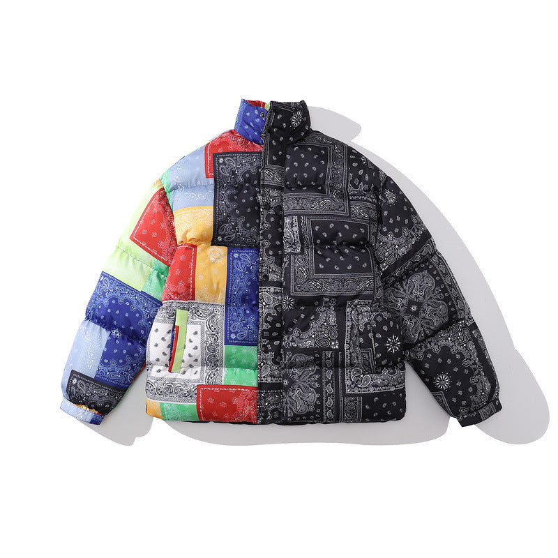 Color-blocking Thick Bread Clothes Loose Cotton-padded Jackets For Men And Women