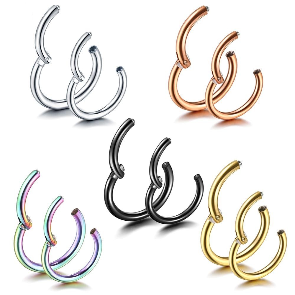 1PC Titanium Segment Hinged Ring Septum Nose Clicker Piercin