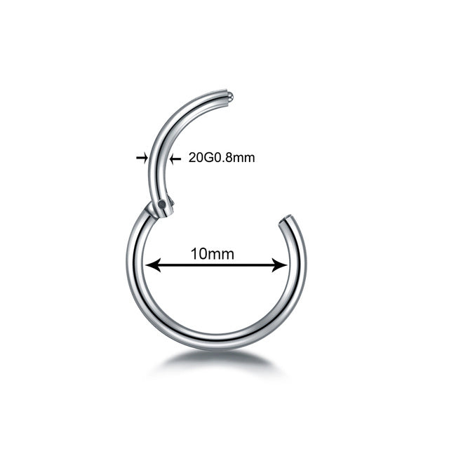 1PC Titanium Segment Hinged Ring Septum Nose Clicker Piercin