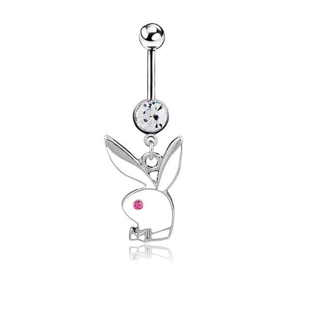 Cute rabbit belly button ring belly dance jewelry