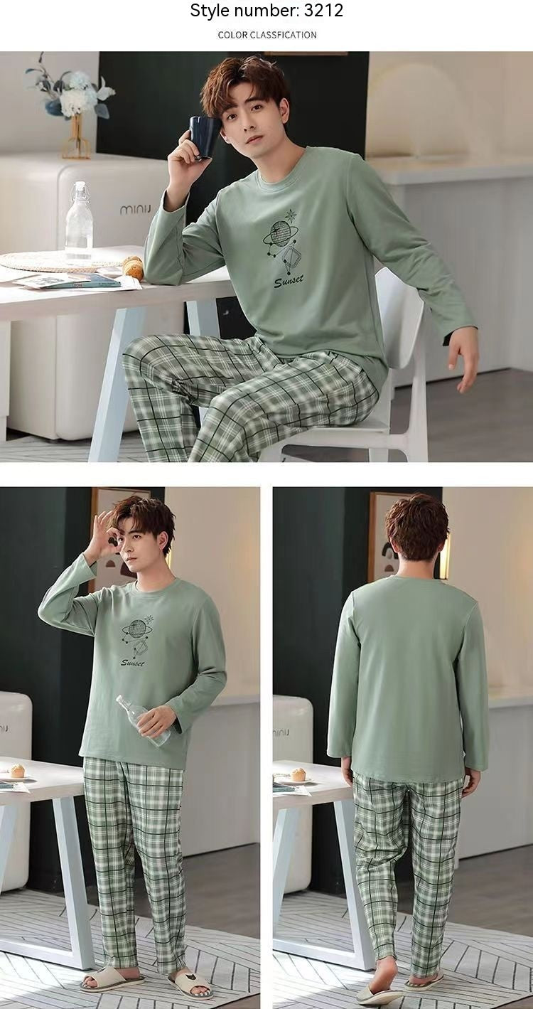 Men's Pajamas, Long Sleeved Spring And Autumn Home Wear